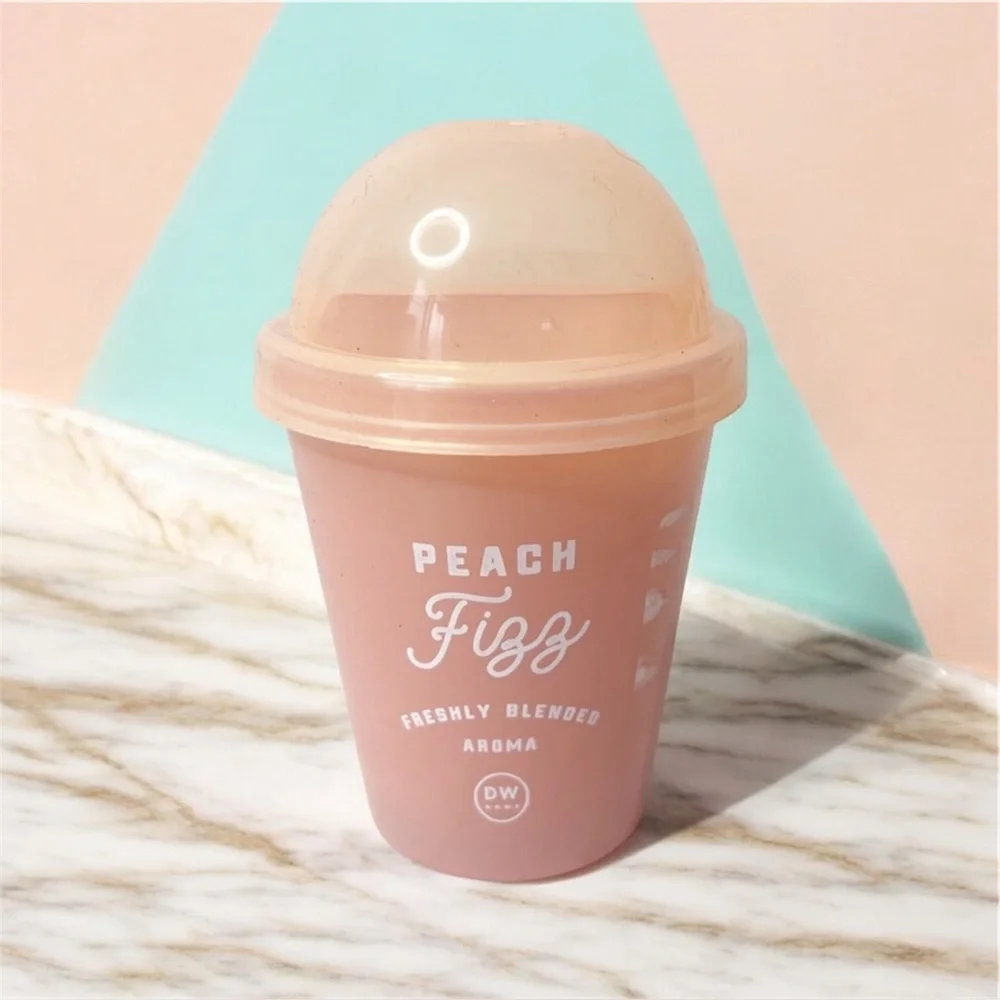 Peach Scented Candle DW Home Peach Fizz Freshly Blended Aroma Glass Bottom